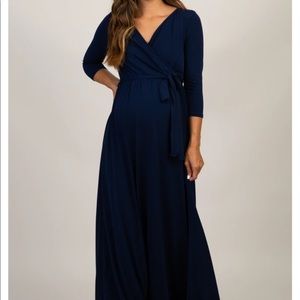 Pinkblush Navy Sash Tie Maternity Maxi Dress